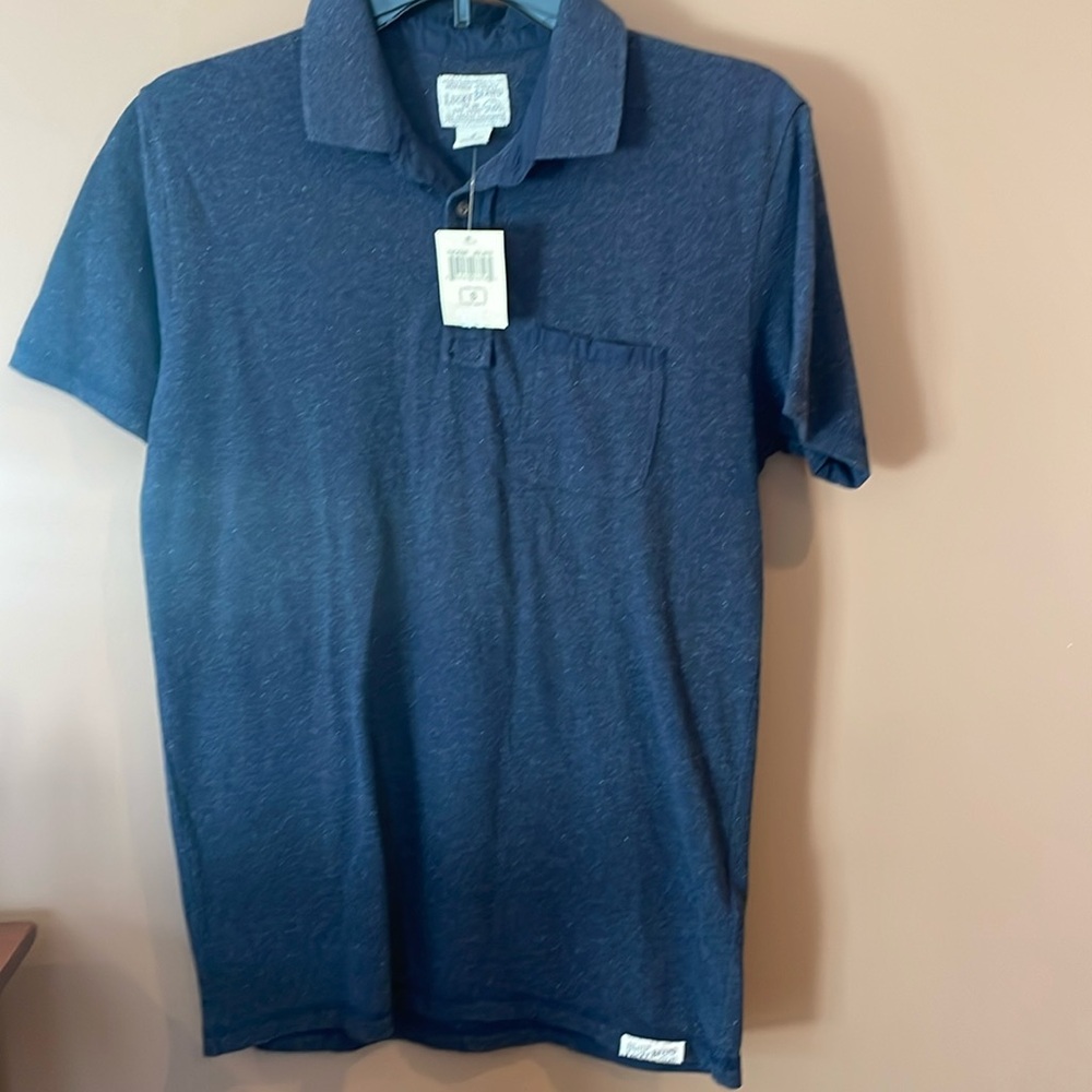 NWT Lucky Brand Collared Polo Shirt- Navy-Size Small